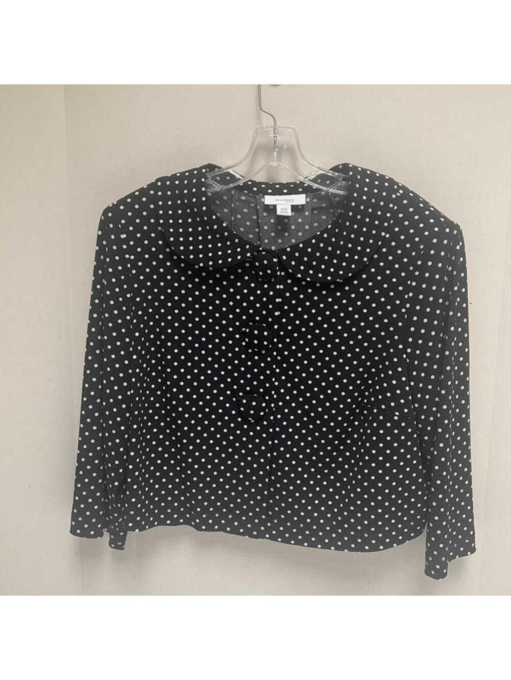 Dress Barn Black with White Polka Dots Crop Jacket Blazer Size 16W